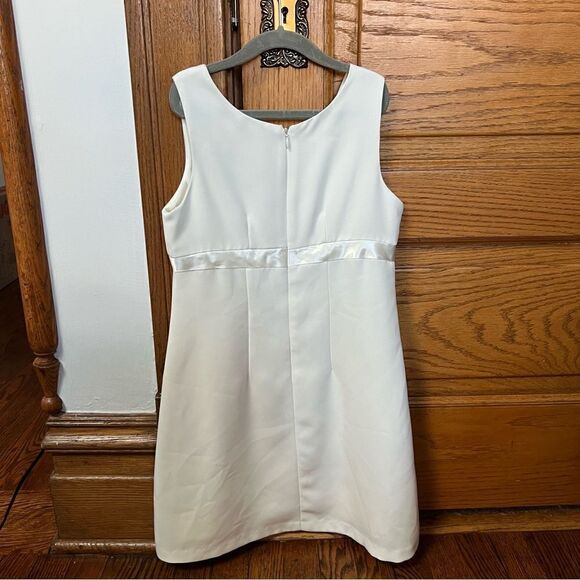 Vintage 1990s y2k Girls Ivory 2 Piece Formal Bow Dress and Jacket Set - Picture 6 of 9